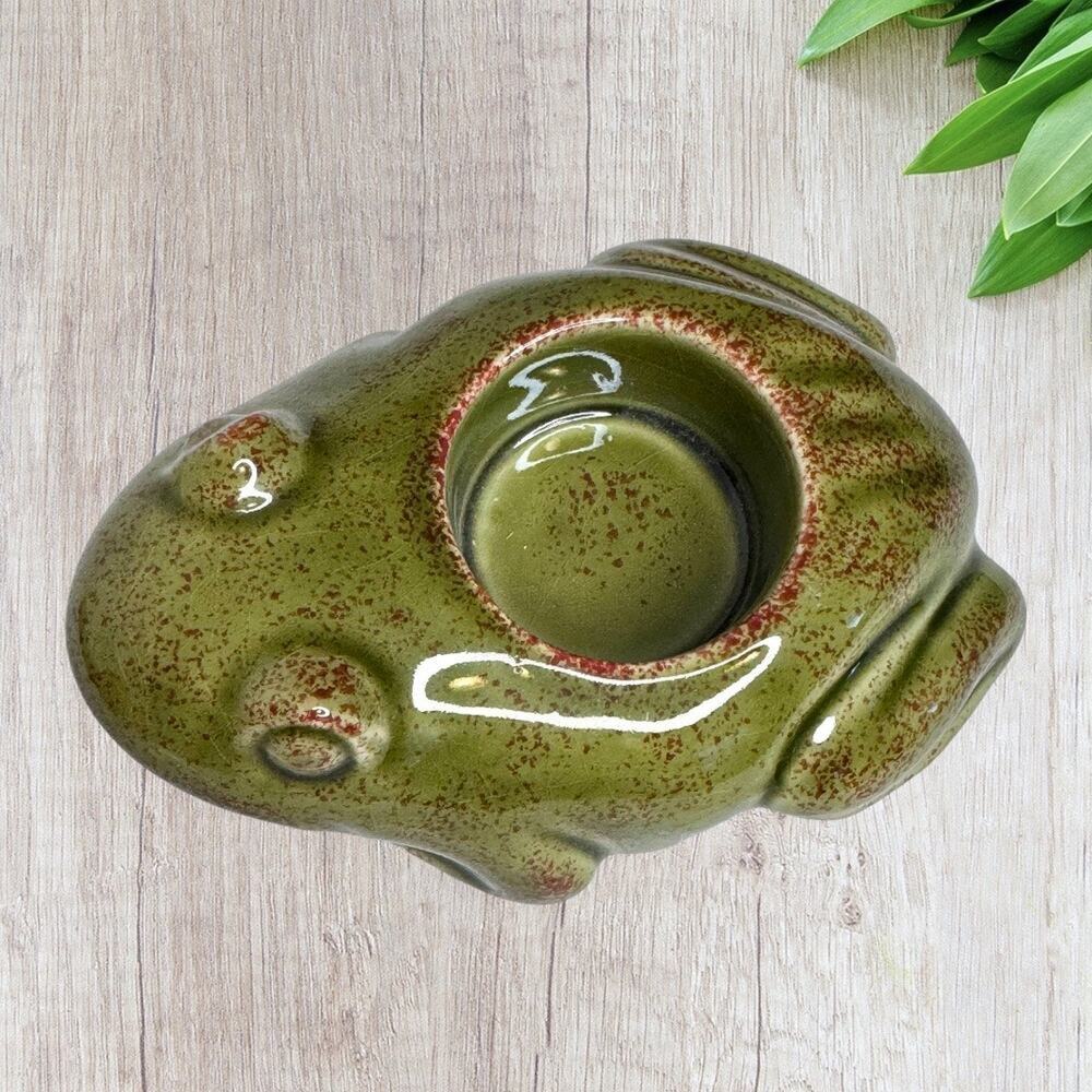 Vintage PartyLite Two Frogs Candle Holder Votive Ceramic Garden Decor Figurine - Picture 5 of 8